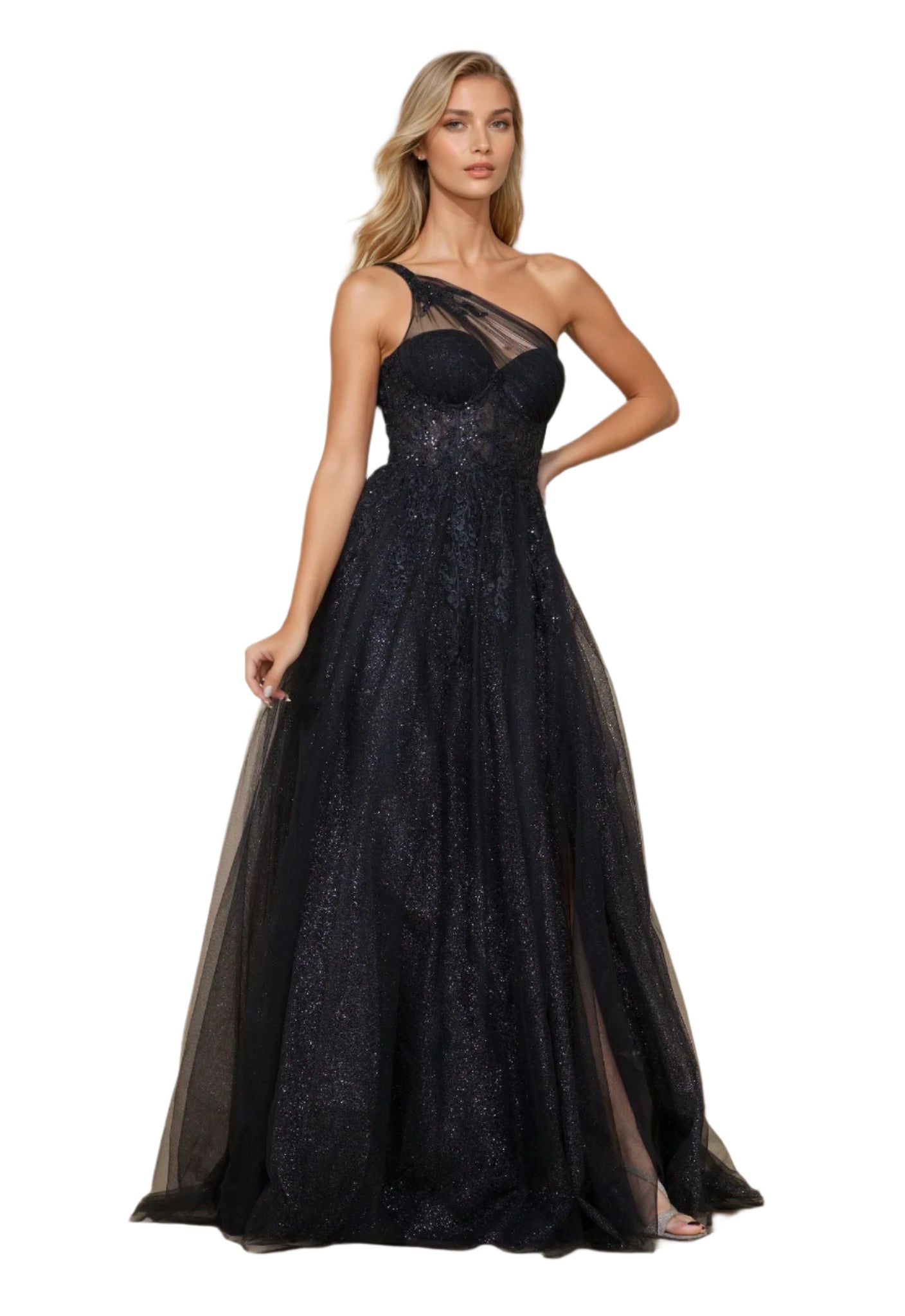 Kos Couture Full-Length Prom Dress One-Shoulder Formal Ball Gown-1